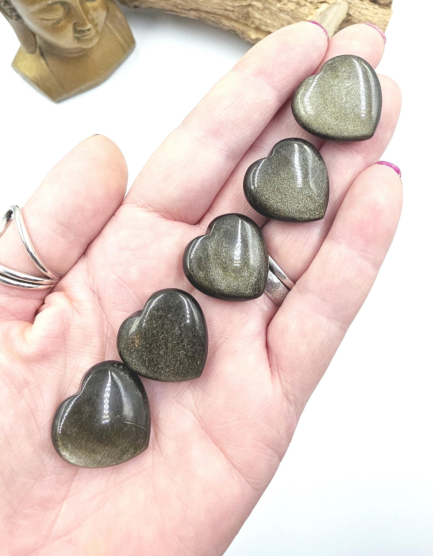 Mini Gold Sheen Obsidian Crystal Heart – Protection, Confidence & Grounding Gemstone, 23mm