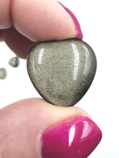 Mini Gold Sheen Obsidian Crystal Heart – Protection, Confidence & Grounding Gemstone, 23mm