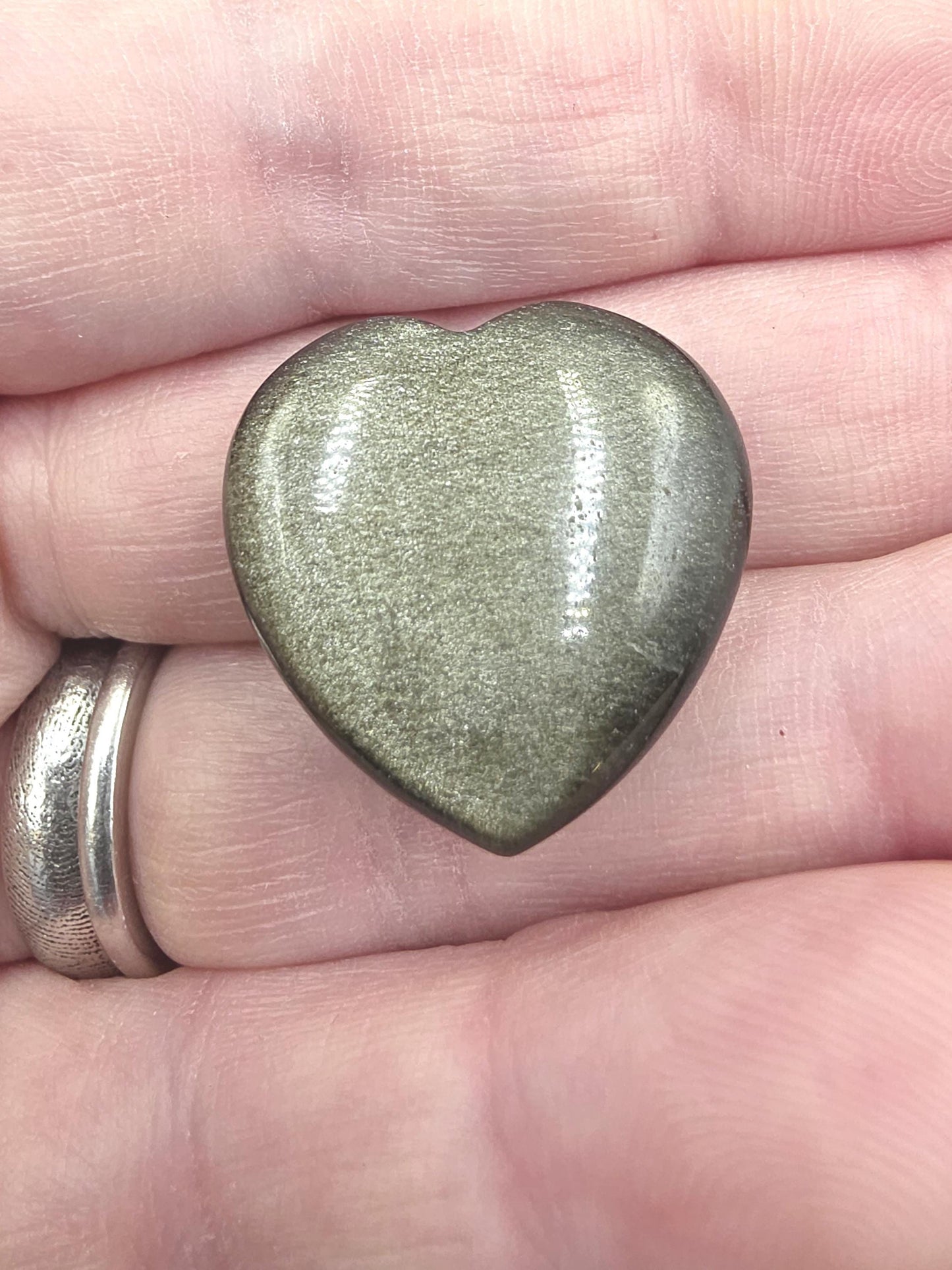 Mini Gold Sheen Obsidian Crystal Heart – Protection, Confidence & Grounding Gemstone, 23mm