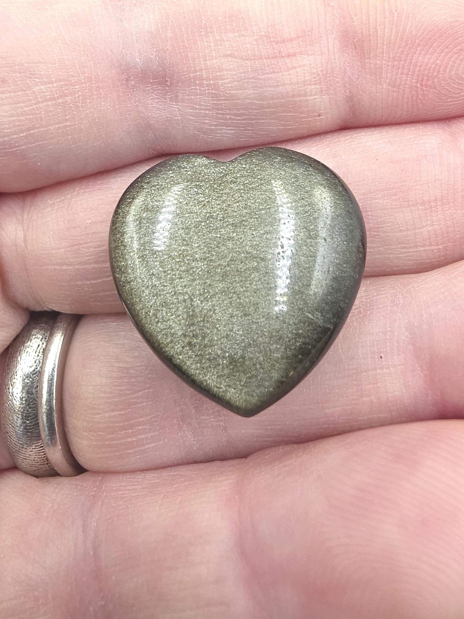 Mini Gold Sheen Obsidian Crystal Heart – Protection, Confidence & Grounding Gemstone, 23mm