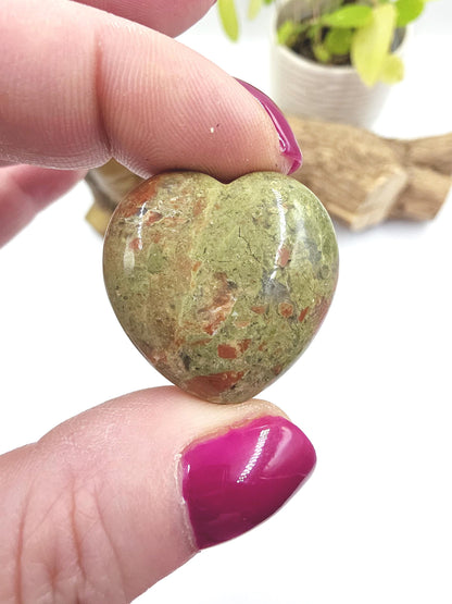 Unakite Crystal Puff Heart – Emotional Healing, Balance & Heart Chakra Stone