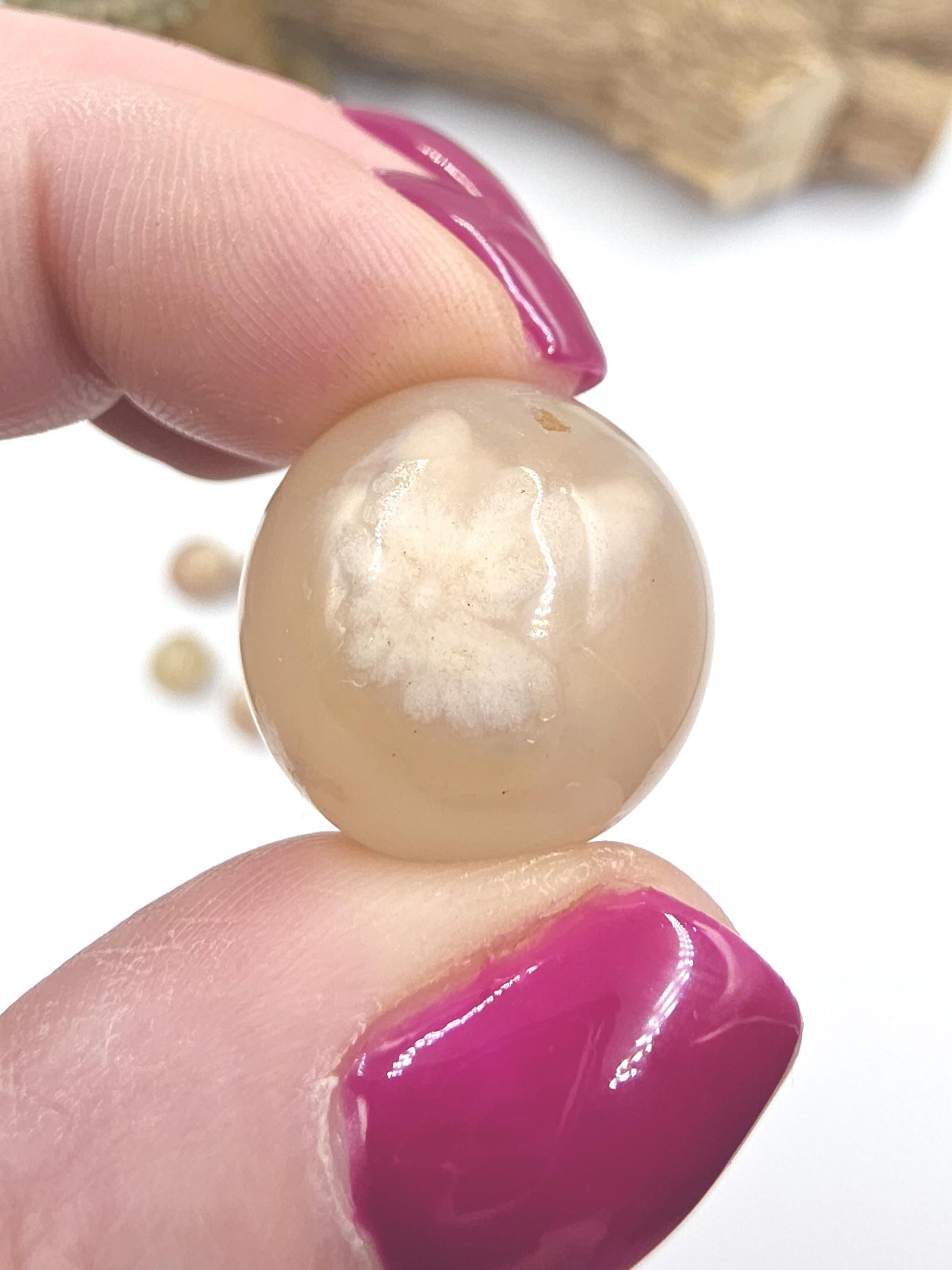 Flower Agate (Sakura) Mini Crystal Sphere – Growth, Confidence & Emotional Healing Crystal Ball