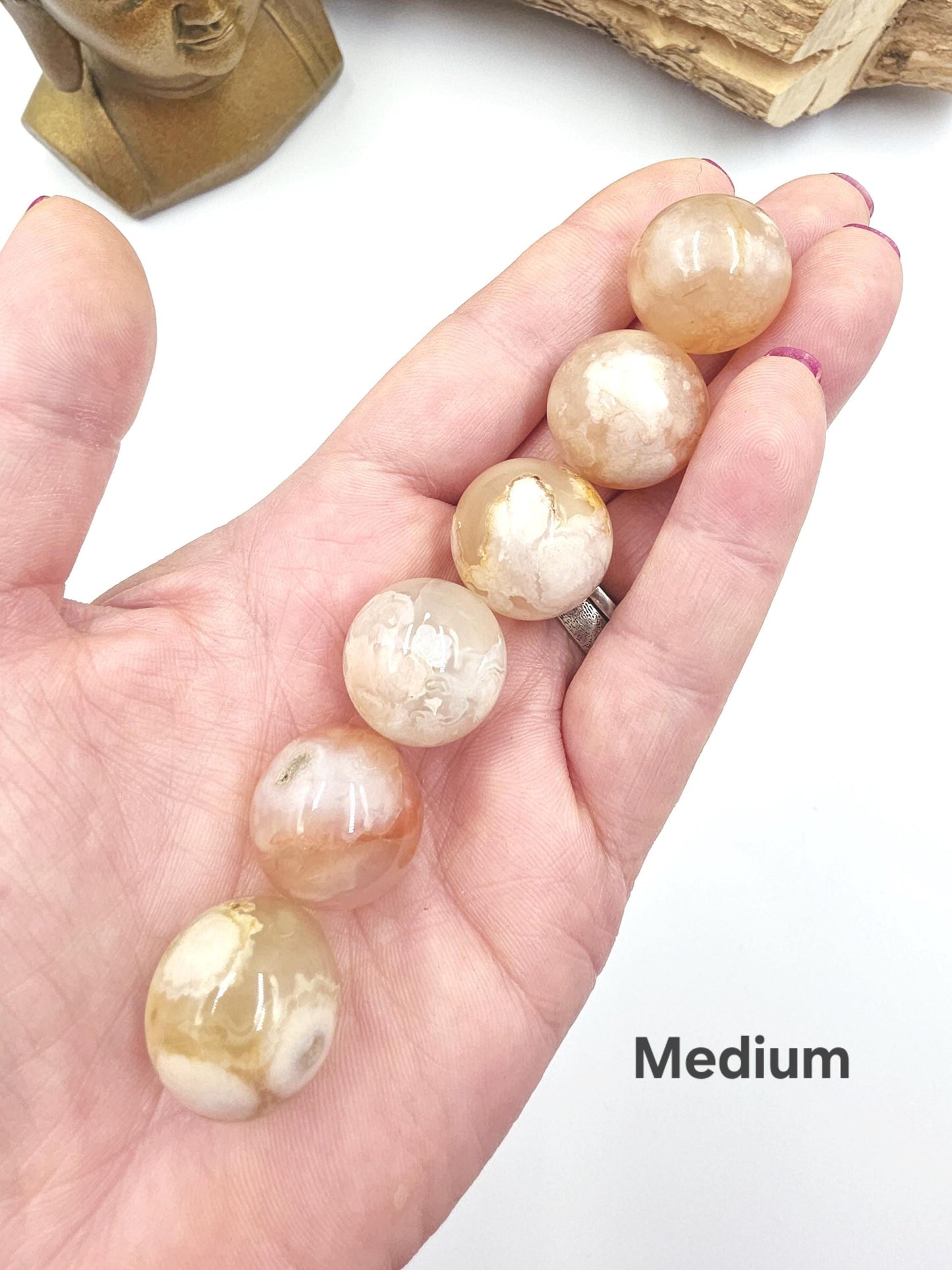 Flower Agate (Sakura) Mini Crystal Sphere – Growth, Confidence & Emotional Healing Crystal Ball