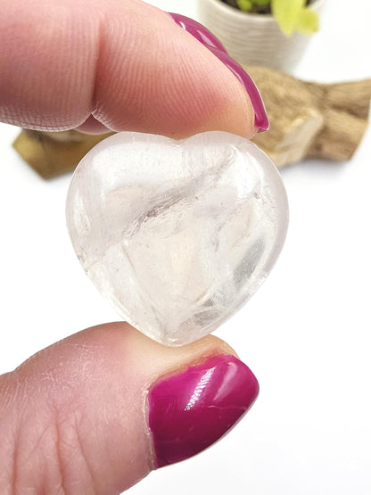 Clear Quartz Crystal Puff Heart – Clarity, Healing & Energy Amplification Crystal Carving