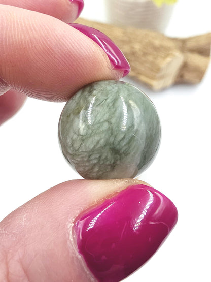 Jade Mini Crystal Sphere – Luck, Harmony & Prosperity Gemstone, approx 20mm