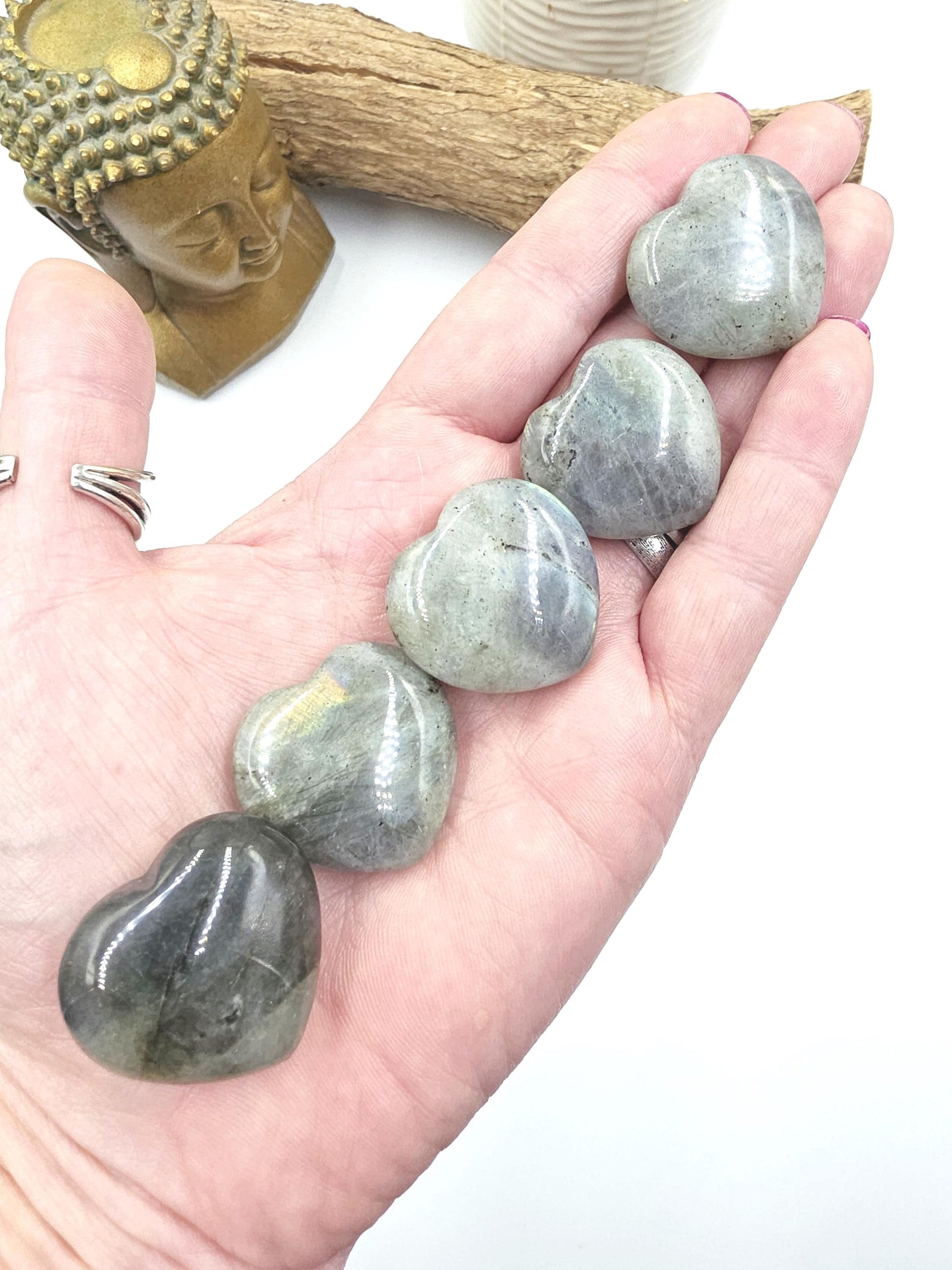 Labradorite Crystal Puff Heart – Intuition, Protection & Transformation Healing Stone