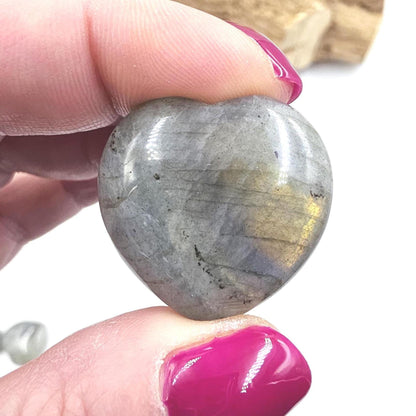 Labradorite Crystal Puff Heart – Intuition, Protection & Transformation Healing Stone