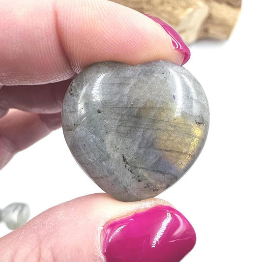 Labradorite Crystal Puff Heart – Intuition, Protection & Transformation Healing Stone