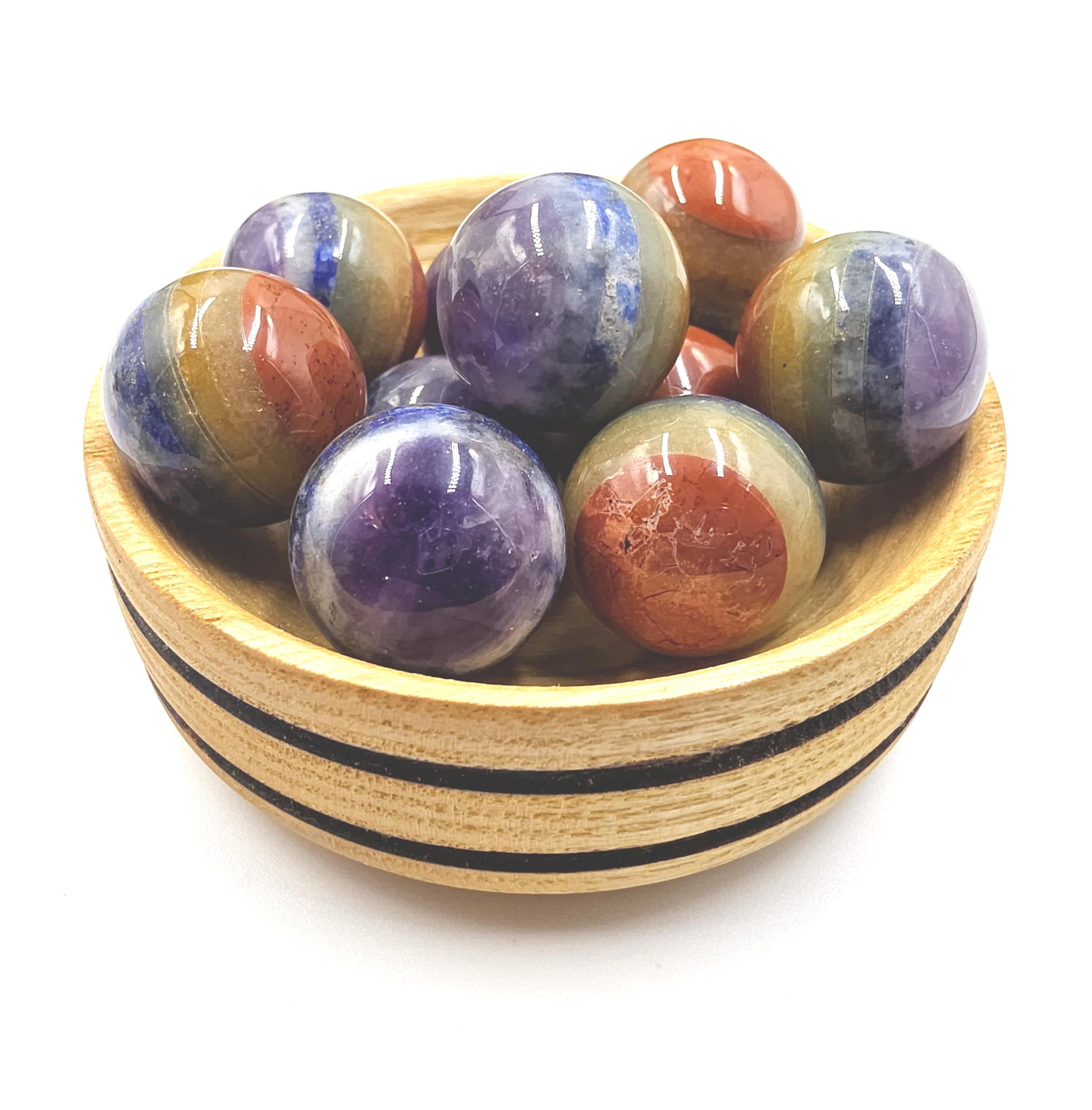 7 Layer Chakra Mini Crystal Sphere – Energy Balance, Healing & Meditation Gemstone, approx 20mm