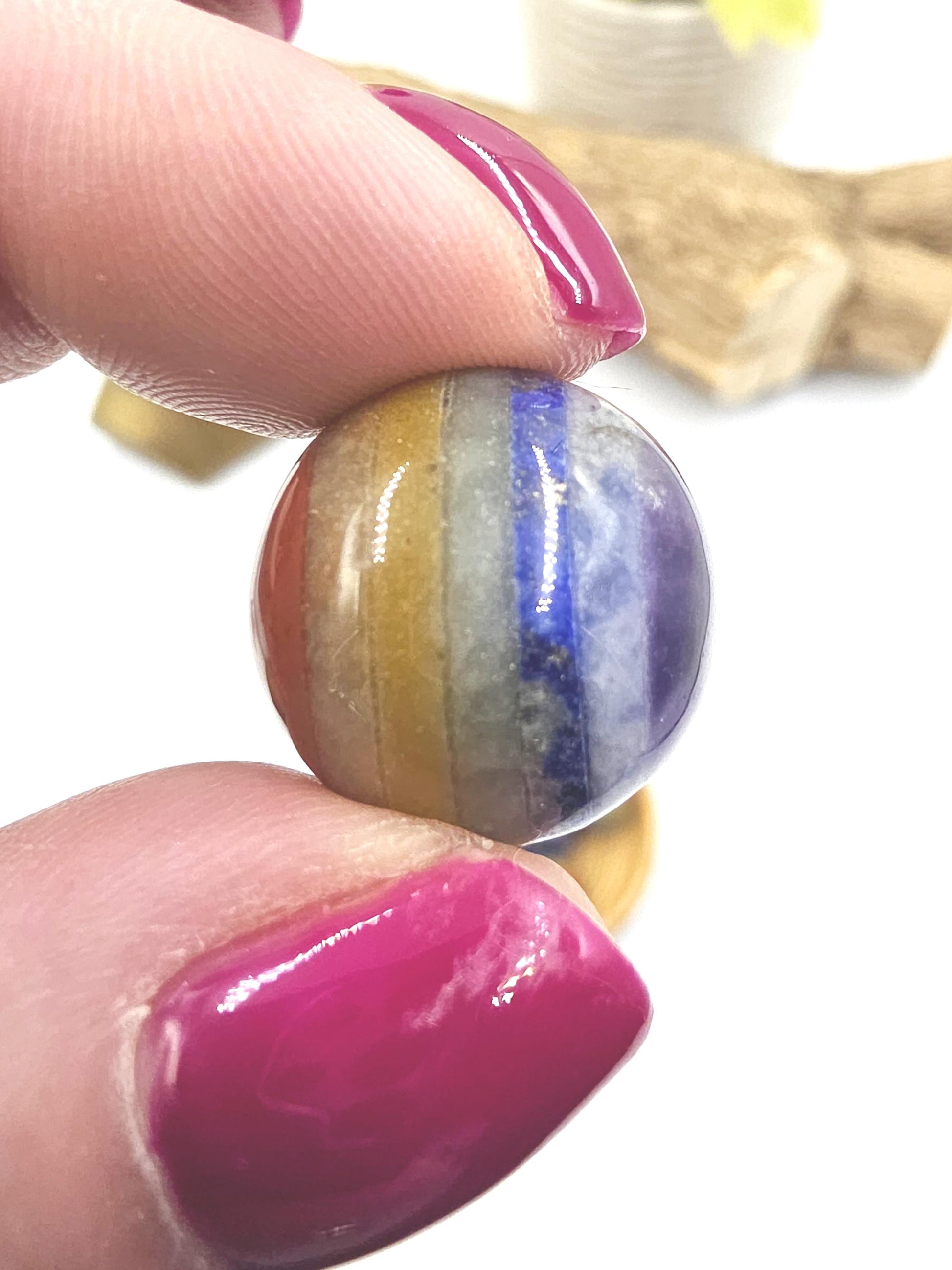 7 Layer Chakra Mini Crystal Sphere – Energy Balance, Healing & Meditation Gemstone, approx 20mm
