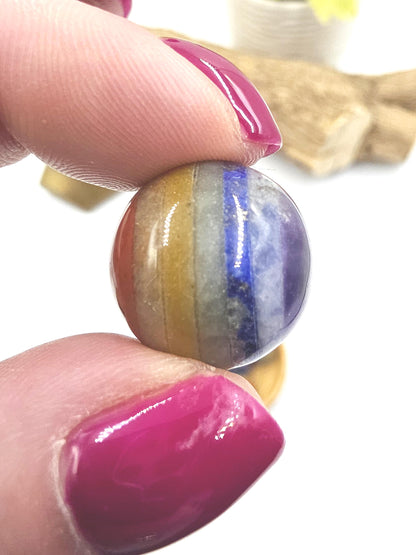 7 Layer Chakra Mini Crystal Sphere – Energy Balance, Healing & Meditation Gemstone, approx 20mm