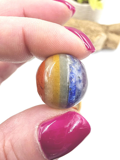 7 Layer Chakra Mini Crystal Sphere – Energy Balance, Healing & Meditation Gemstone, approx 20mm