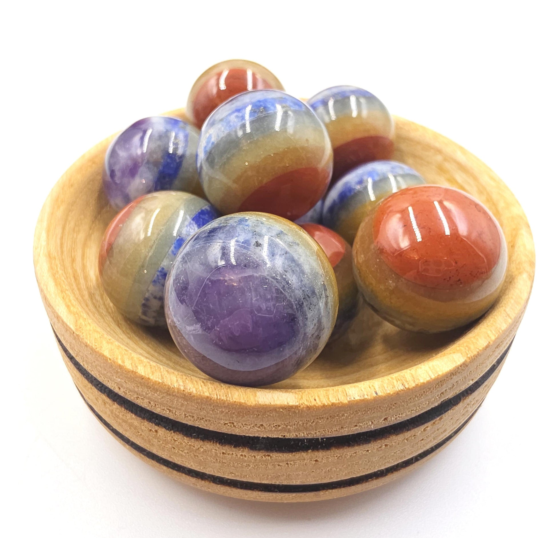 7 Layer Chakra Mini Crystal Sphere – Energy Balance, Healing & Meditation Gemstone, approx 20mm