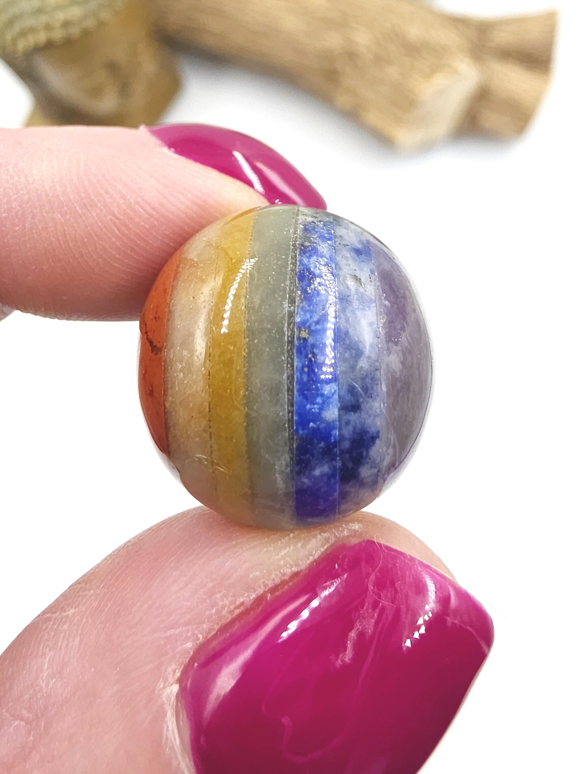 7 Layer Chakra Mini Crystal Sphere – Energy Balance, Healing & Meditation Gemstone, approx 20mm