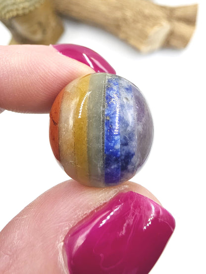 7 Layer Chakra Mini Crystal Sphere – Energy Balance, Healing & Meditation Gemstone, approx 20mm