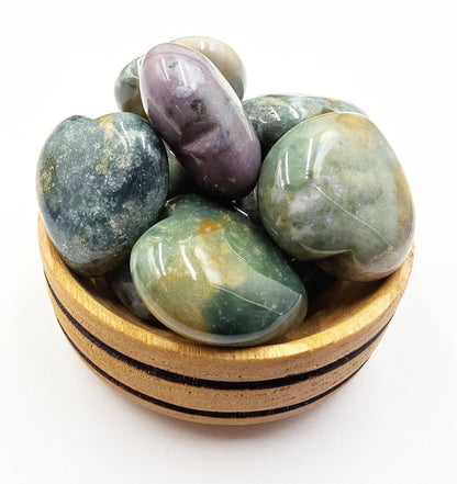 Ocean Jasper Crystal Puff Heart – Joy, Emotional Healing & Nurturing Energy Stone