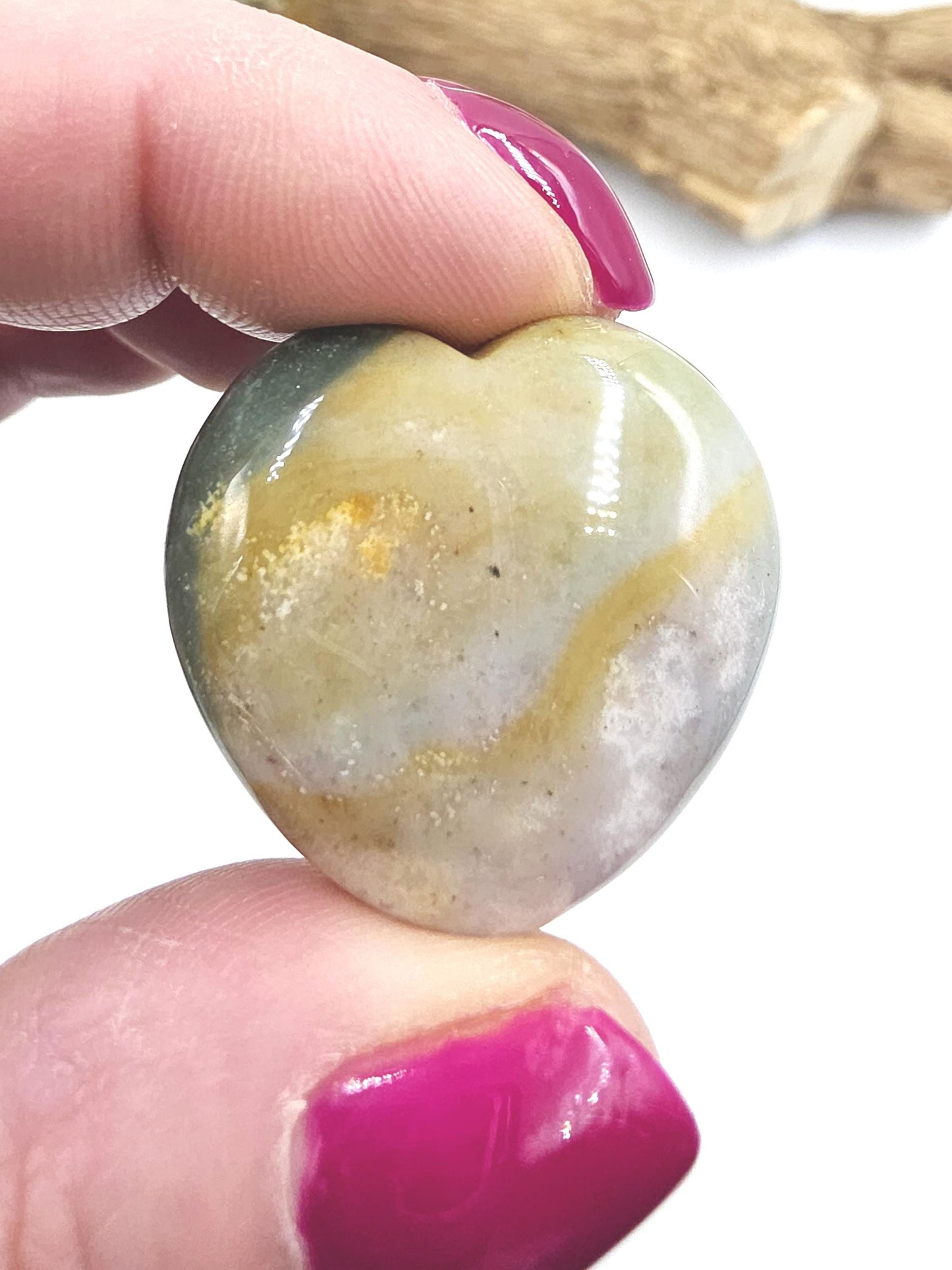 Ocean Jasper Crystal Puff Heart – Joy, Emotional Healing & Nurturing Energy Stone
