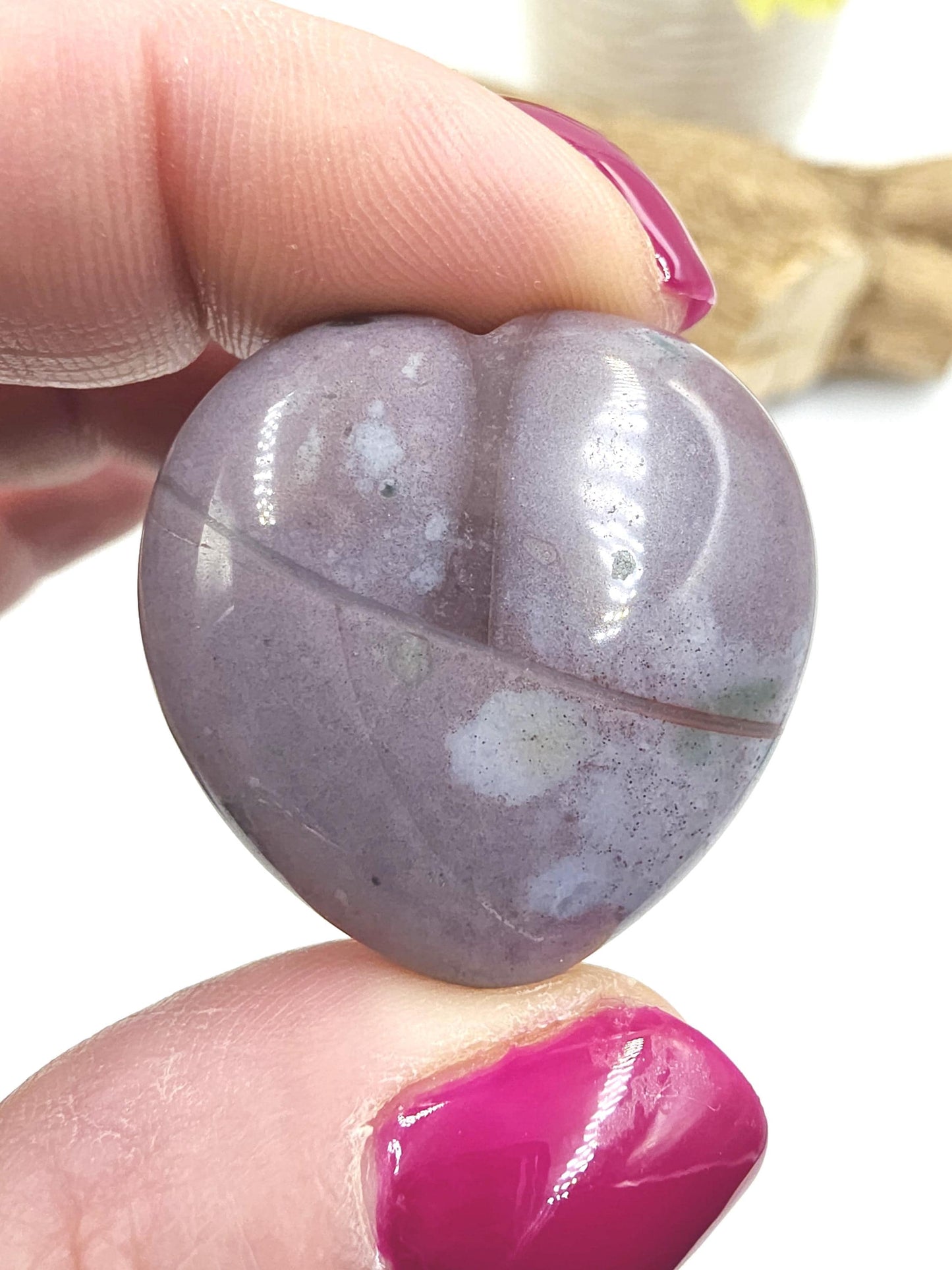 Ocean Jasper Crystal Puff Heart – Joy, Emotional Healing & Nurturing Energy Stone