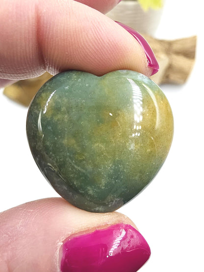 Ocean Jasper Crystal Puff Heart – Joy, Emotional Healing & Nurturing Energy Stone
