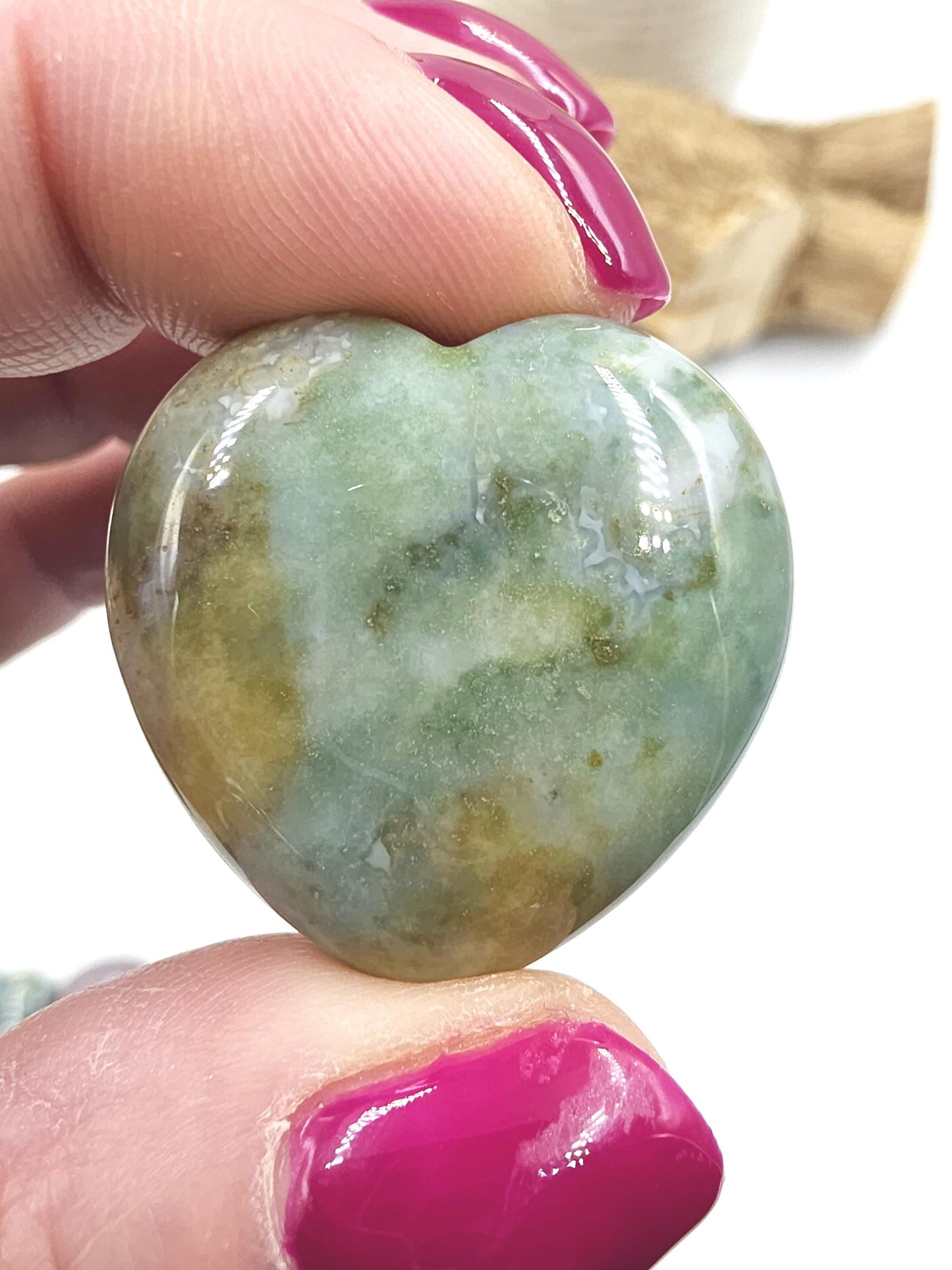 Ocean Jasper Crystal Puff Heart – Joy, Emotional Healing & Nurturing Energy Stone