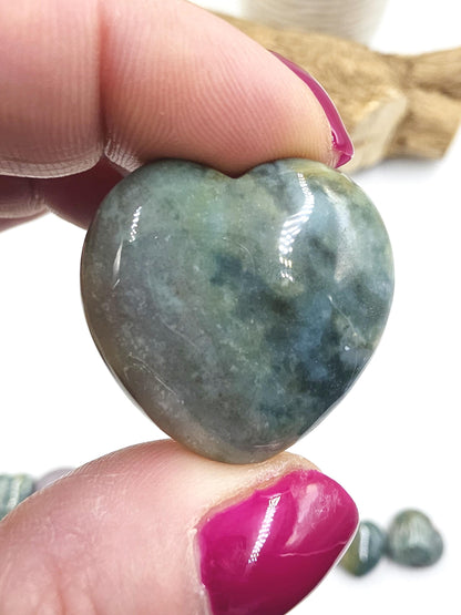 Ocean Jasper Crystal Puff Heart – Joy, Emotional Healing & Nurturing Energy Stone
