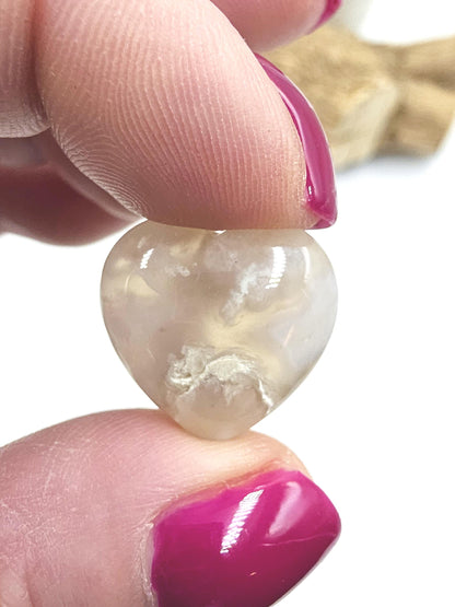 Mini Flower Agate (Sakura) Hearts and Stars – Growth, Confidence & Emotional Healing Crystal Carvings