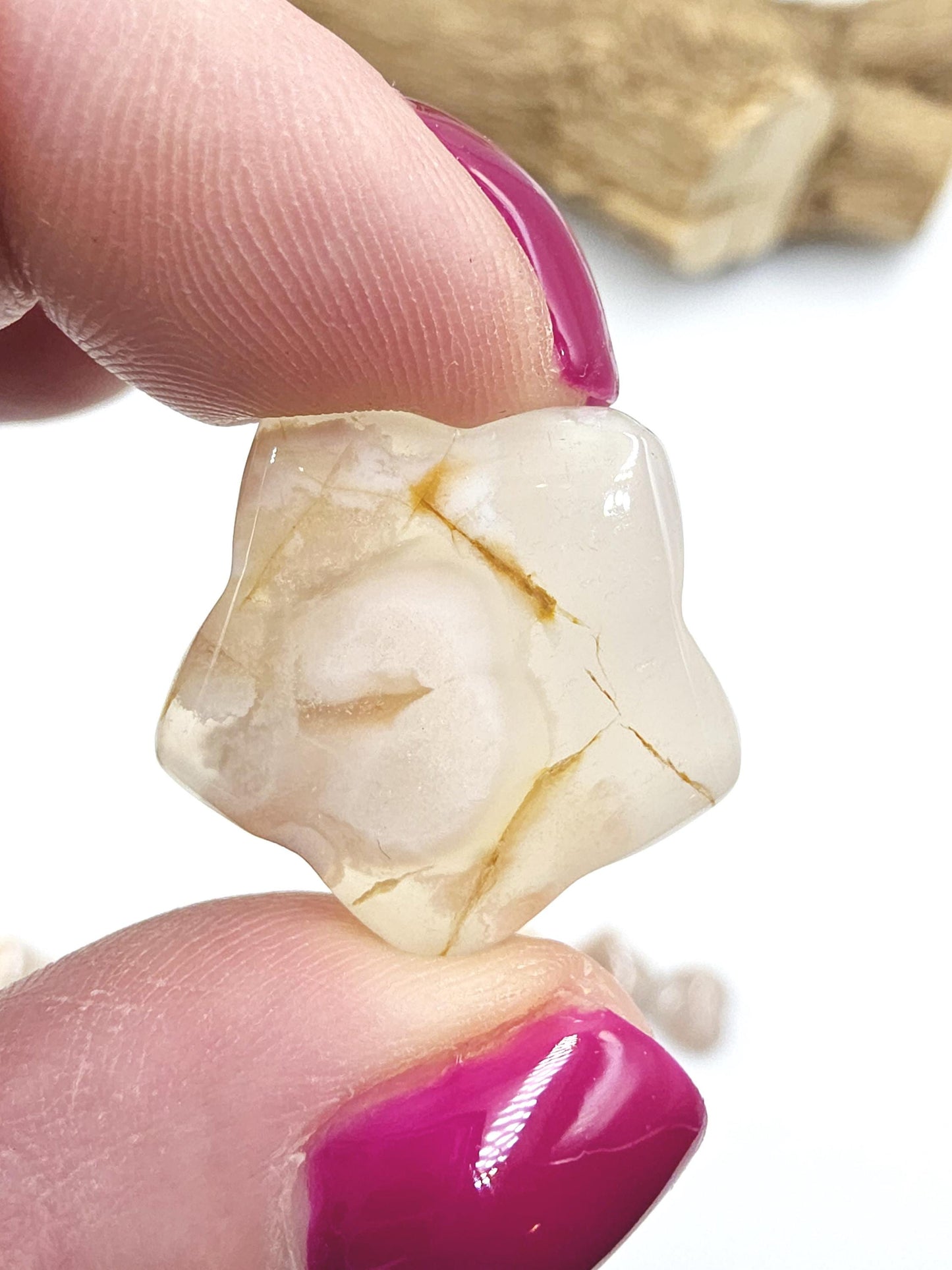 Mini Flower Agate (Sakura) Hearts and Stars – Growth, Confidence & Emotional Healing Crystal Carvings