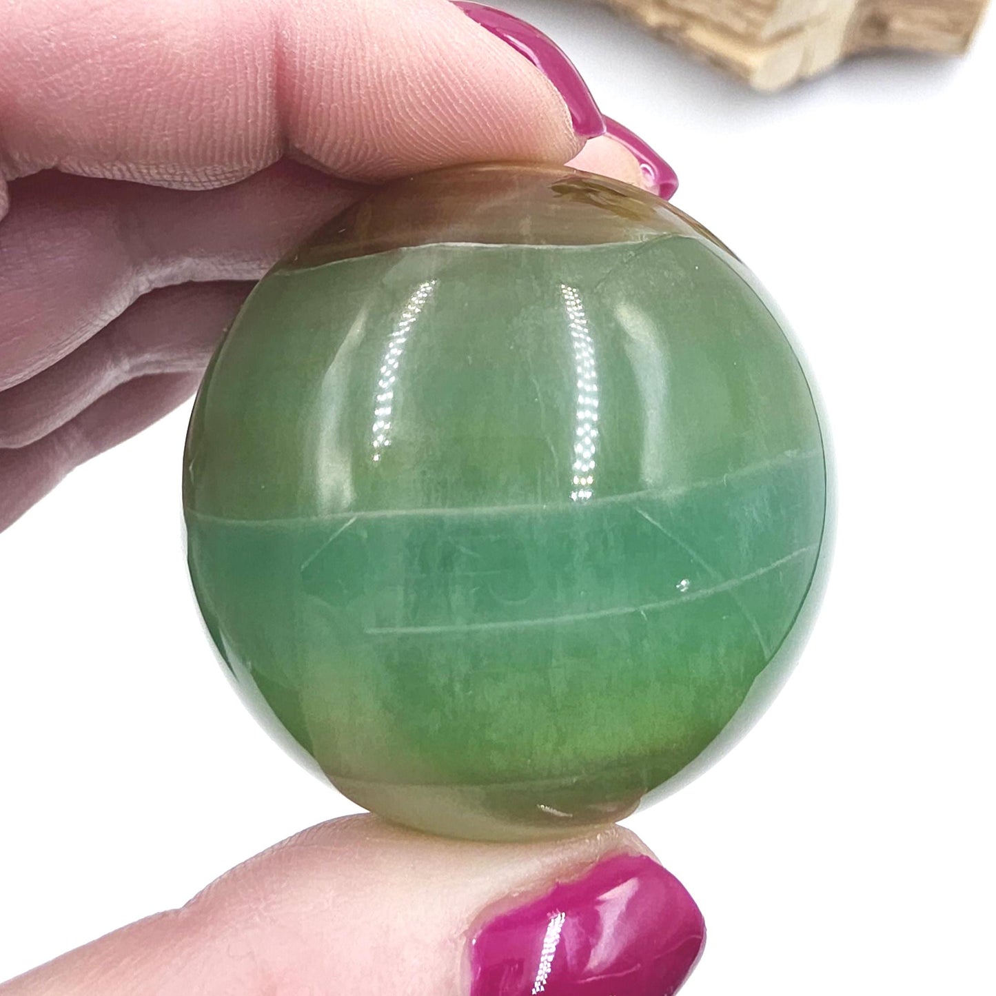 Green and Yellow Fluorite Sphere (Jackfruit Fluorite) – Clarity, Harmony & Positive Energy Crystal Ball, 47mm