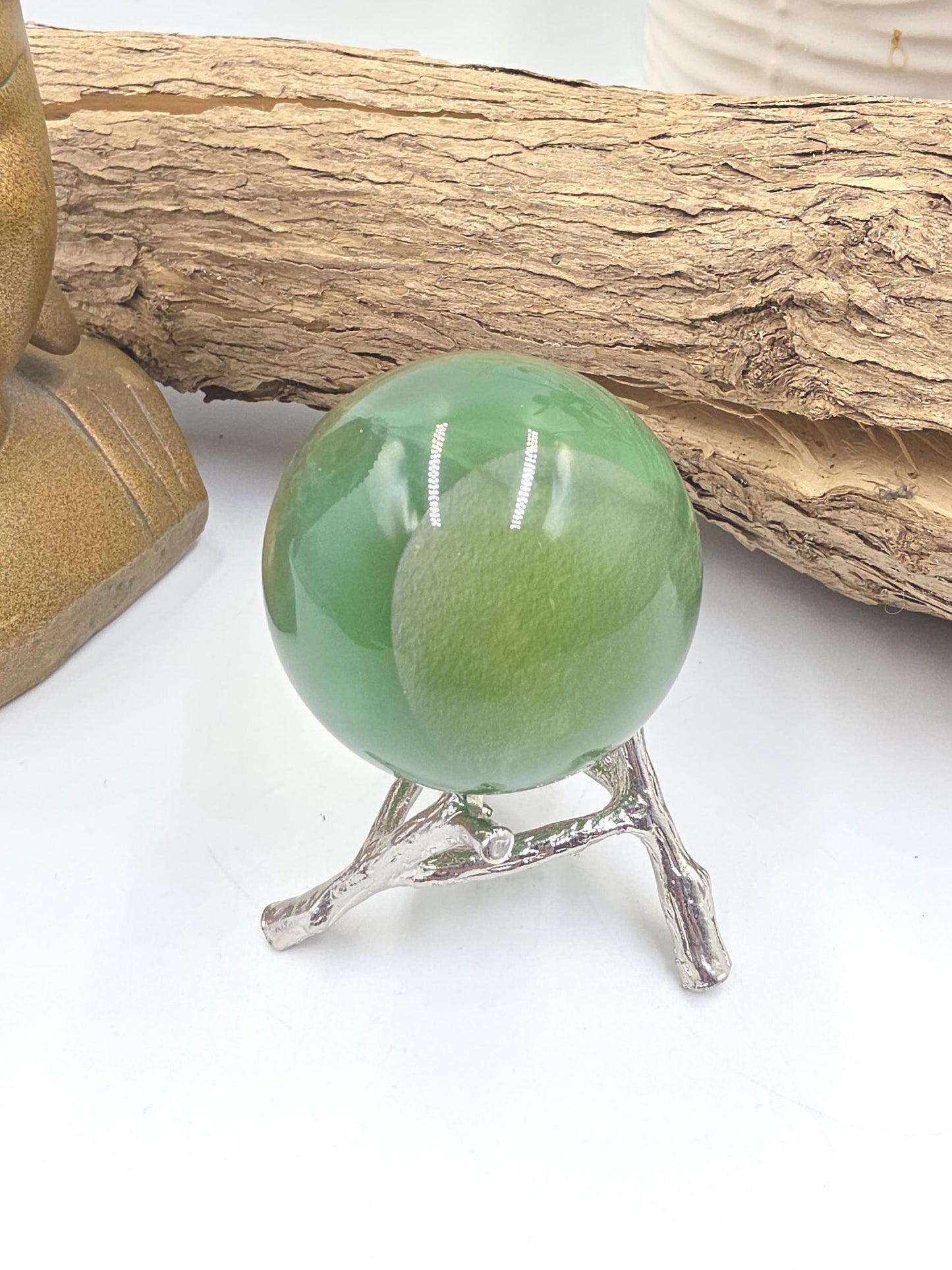 Green and Yellow Fluorite Sphere (Jackfruit Fluorite) – Clarity, Harmony & Positive Energy Crystal Ball, 47mm