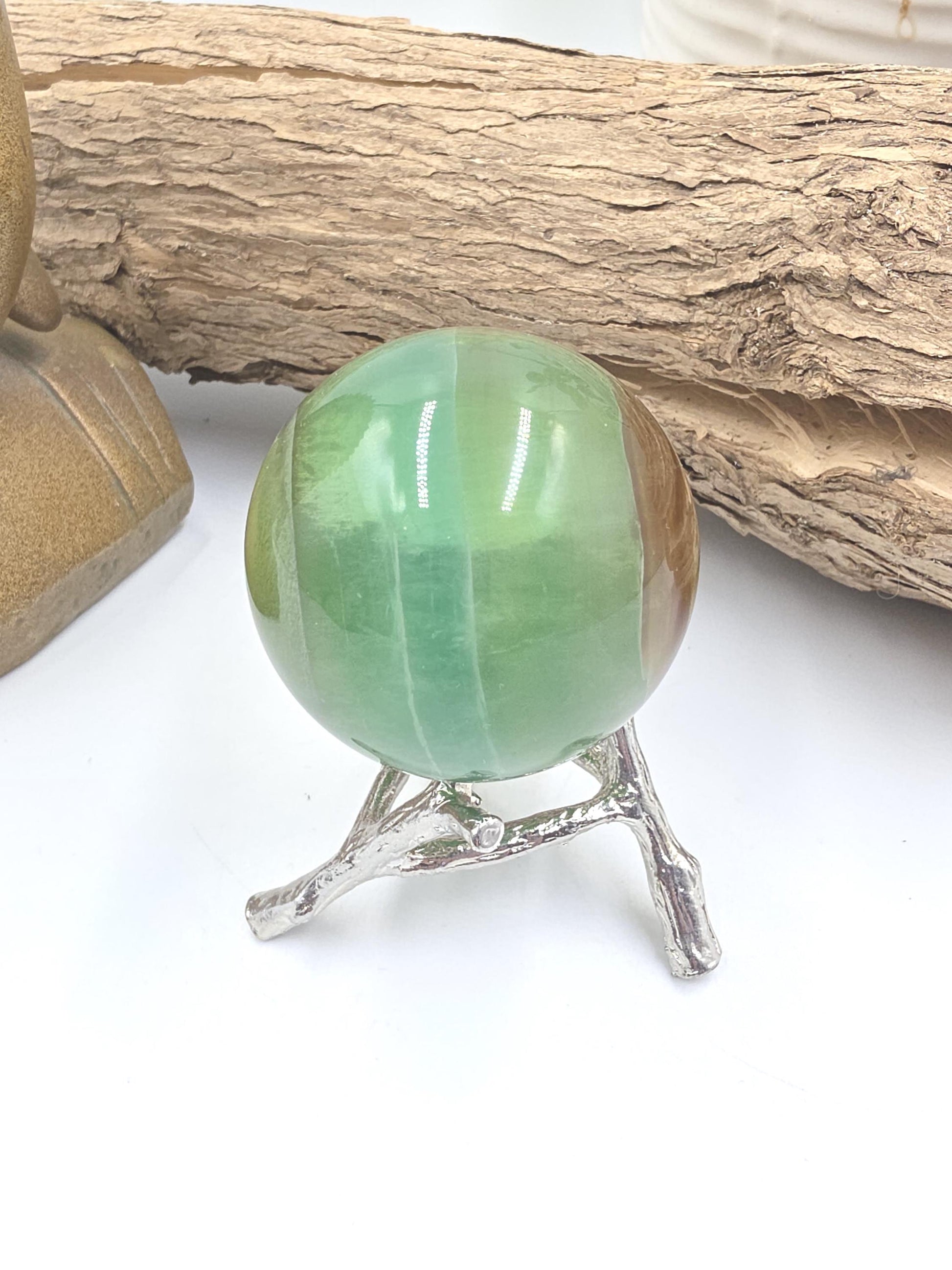 Green and Yellow Fluorite Sphere (Jackfruit Fluorite) – Clarity, Harmony & Positive Energy Crystal Ball, 47mm