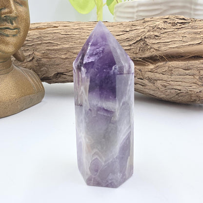 Dream Amethyst Crystal Point (Chevron Amethyst) – Intuition, Protection & Spiritual Clarity Healing Tower, 75g