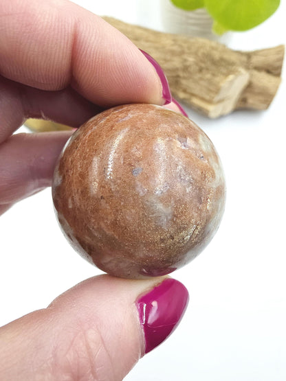 Rare Sunstone and Cordierite (Also known as Iolite) Sphere – Joy, Intuition & Inner Strength Healing Crystal Ball, 42mm