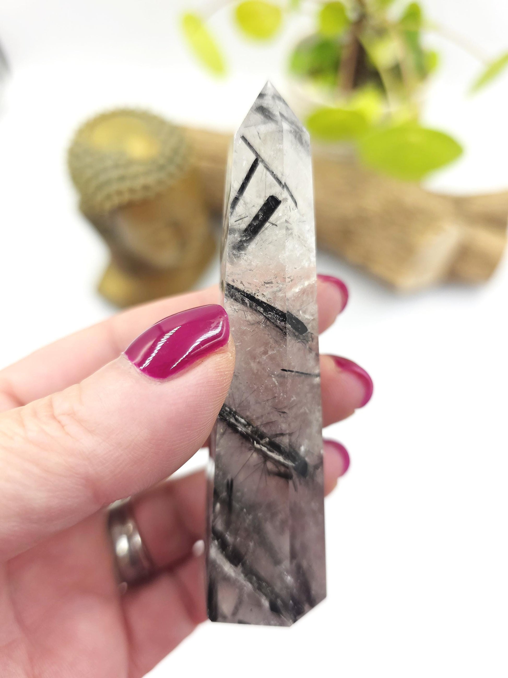 High Grade Tourmaline in Quartz Tower – Protection, Grounding & Energy Cleansing Crystal Point - 60g