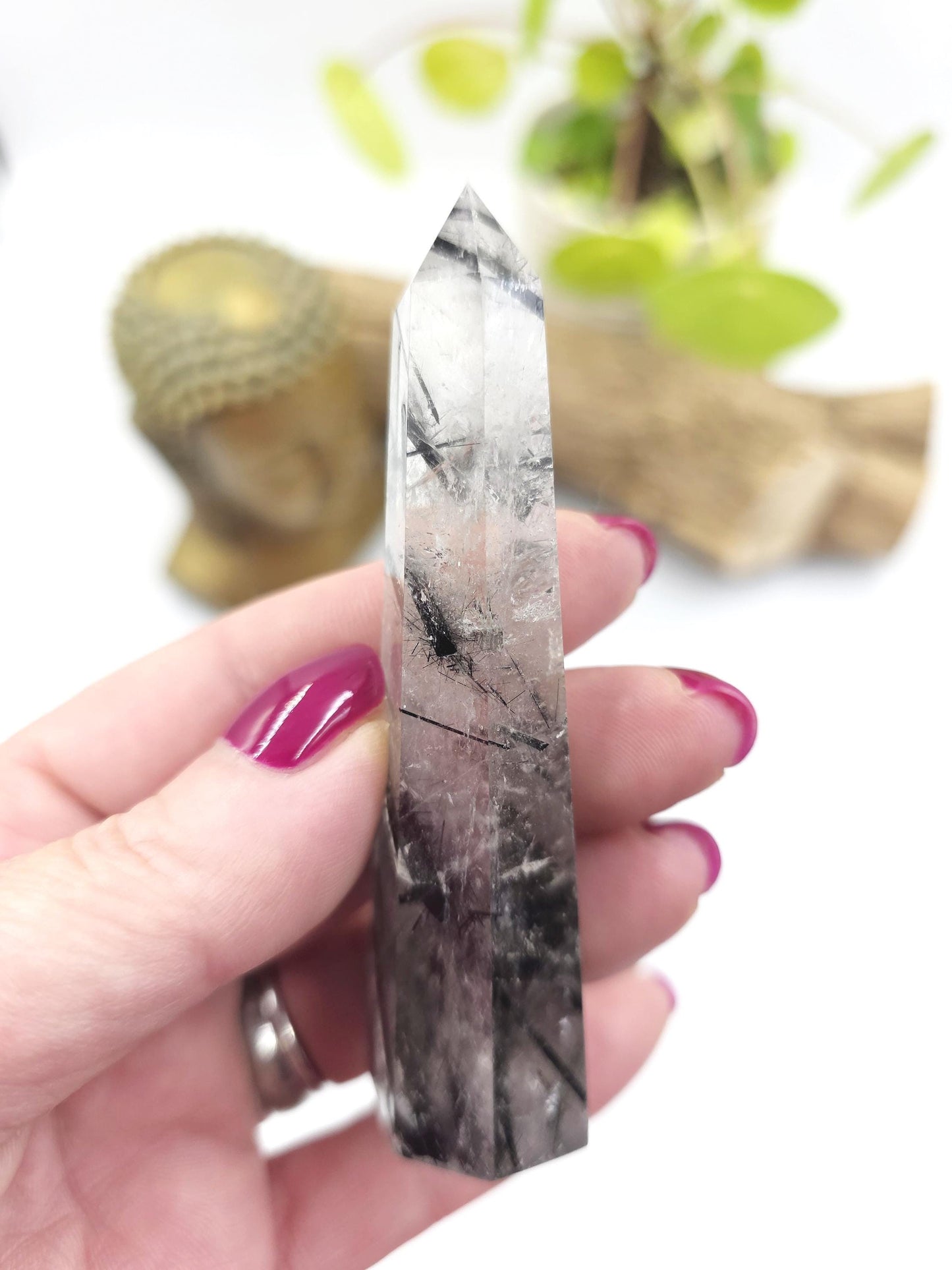 High Grade Tourmaline in Quartz Tower – Protection, Grounding & Energy Cleansing Crystal Point - 60g