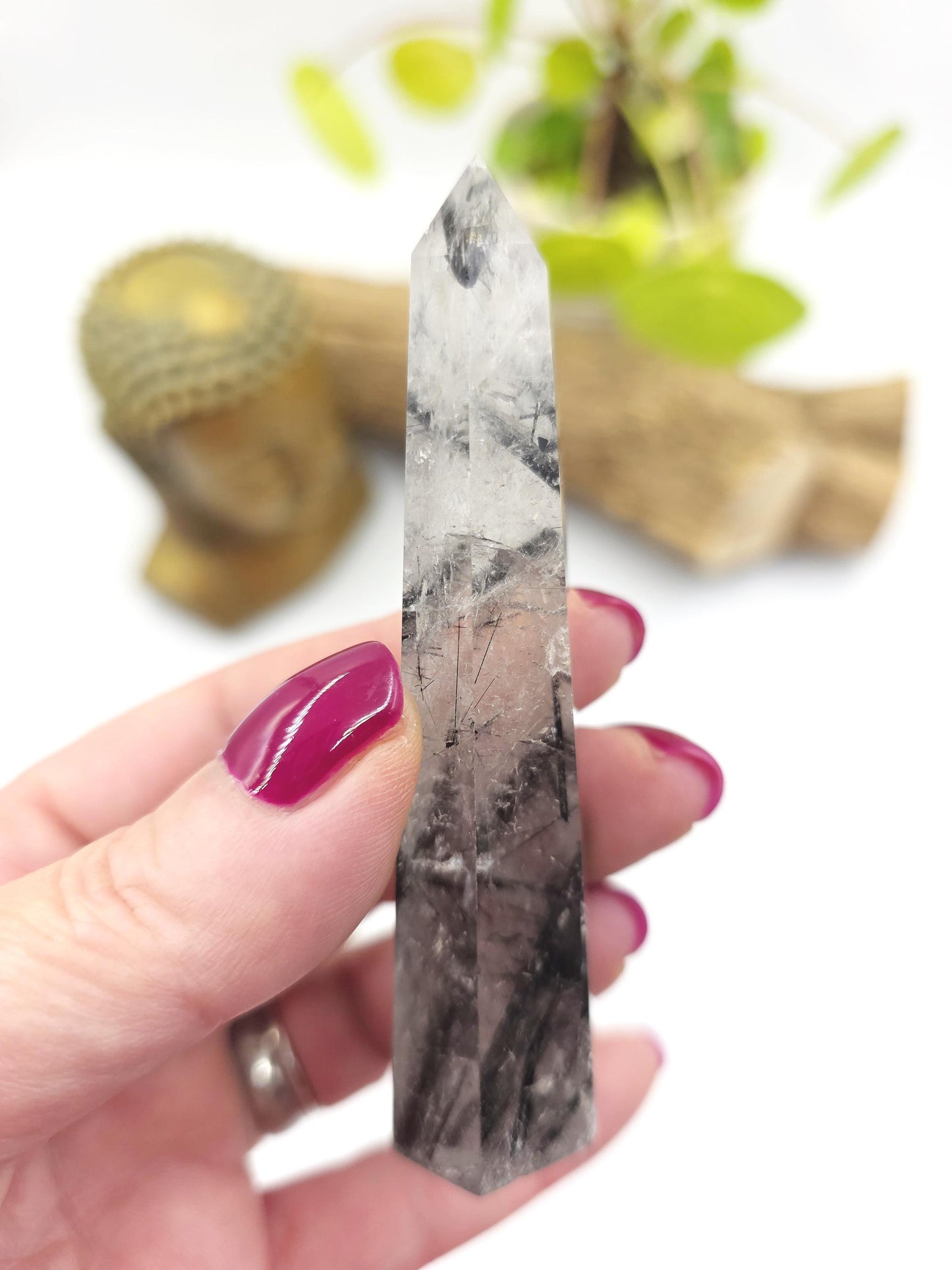 High Grade Tourmaline in Quartz Tower – Protection, Grounding & Energy Cleansing Crystal Point - 60g