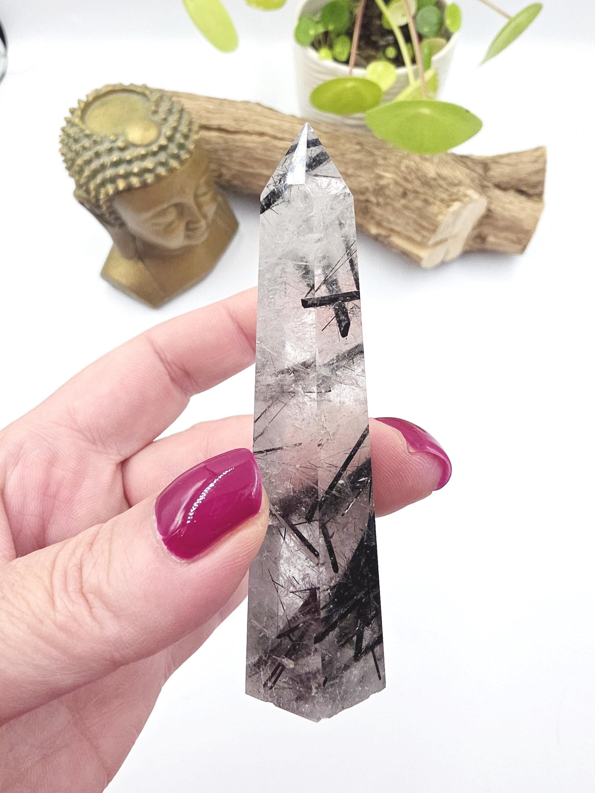 High Grade Tourmaline in Quartz Tower – Protection, Grounding & Energy Cleansing Crystal Point - 60g