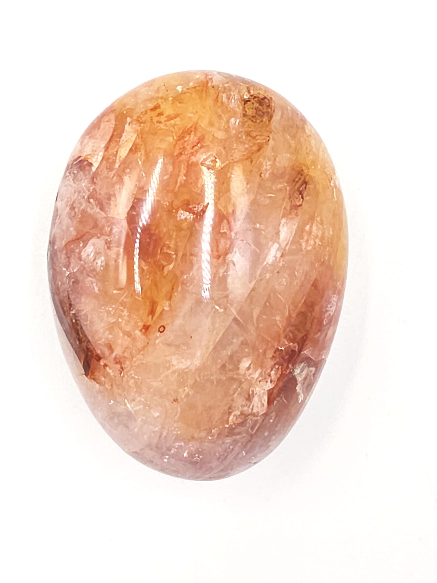 Large Fire Quartz (Hematoid) Palm Stone with rainbow flashes - Grounding & Vitality Crystal - 130g