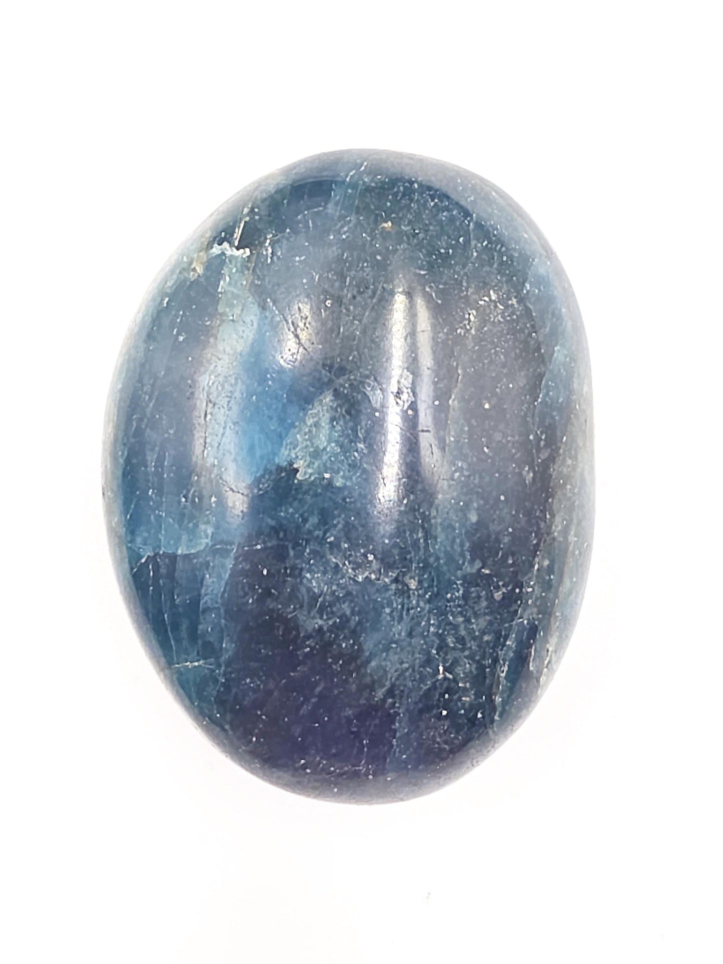 Blue Apatite Palm Stone - Motivation & Focus Healing Crystal - 90g