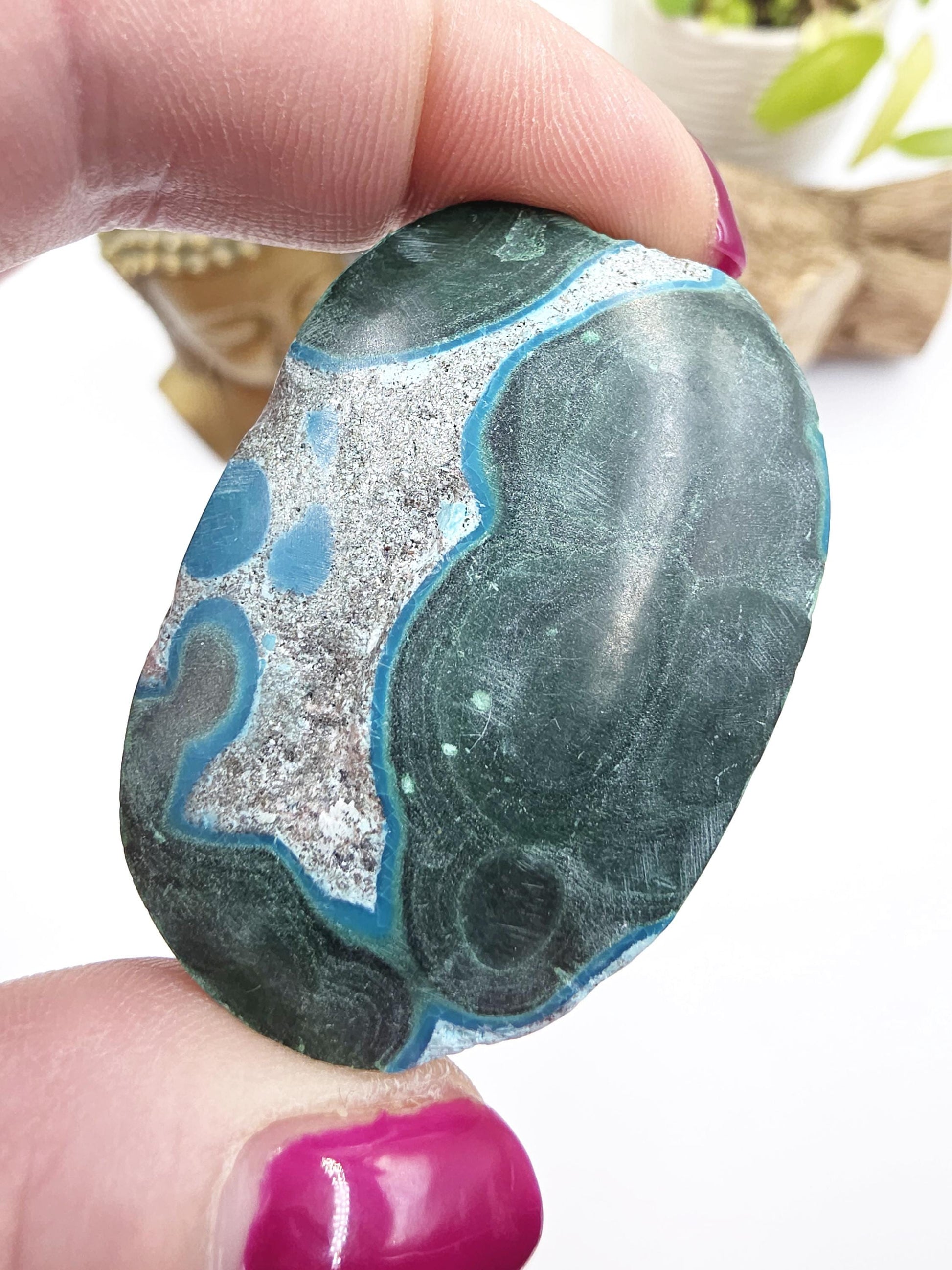 Chrysocolla & Malachite Palm Stone – Healing, Transformation and Emotional Balance Crystal, 70g