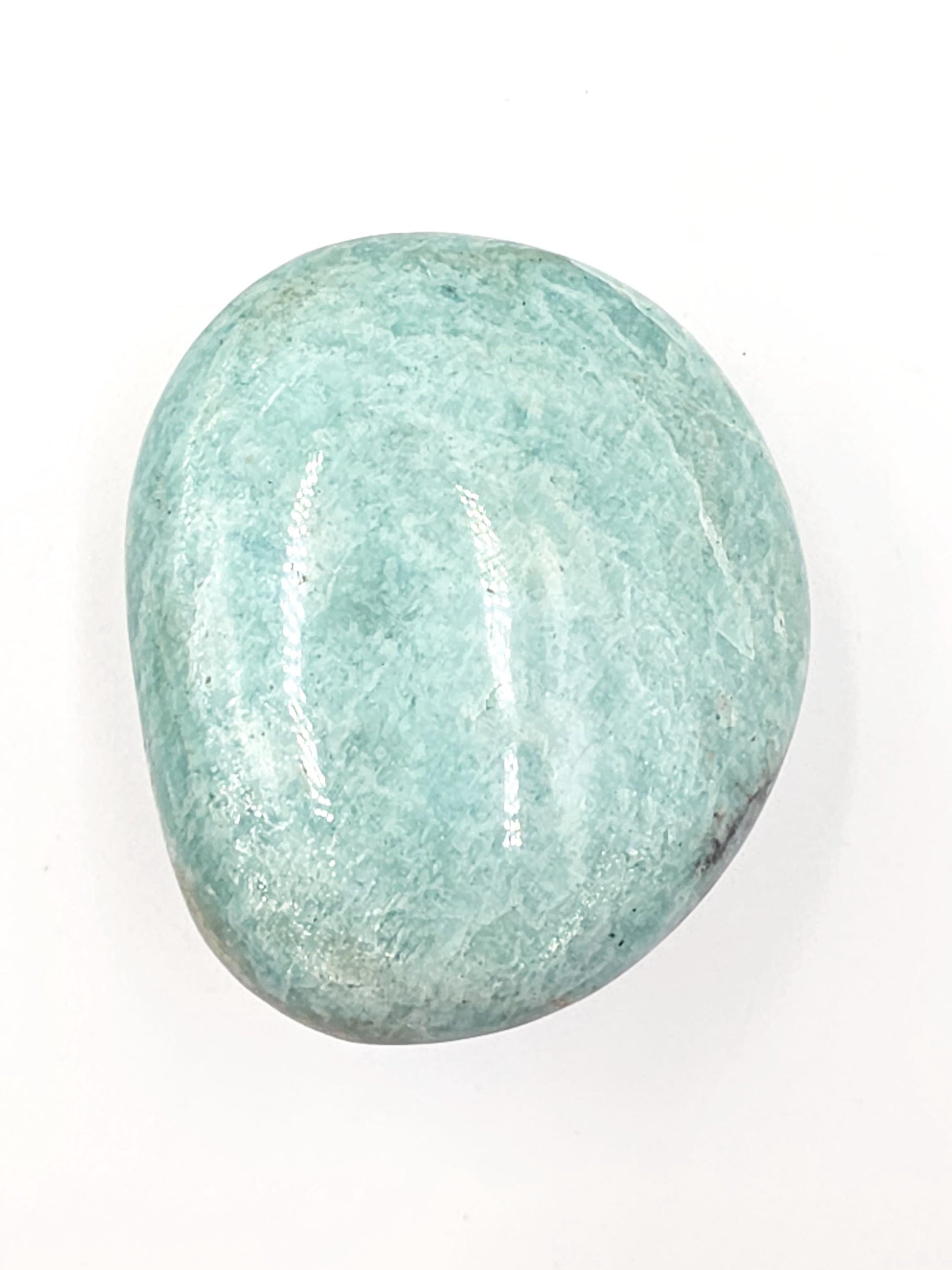 Large Flashy Amazonite Palm Stone – Calm, Communication & Emotional Healing Crystal, 150g