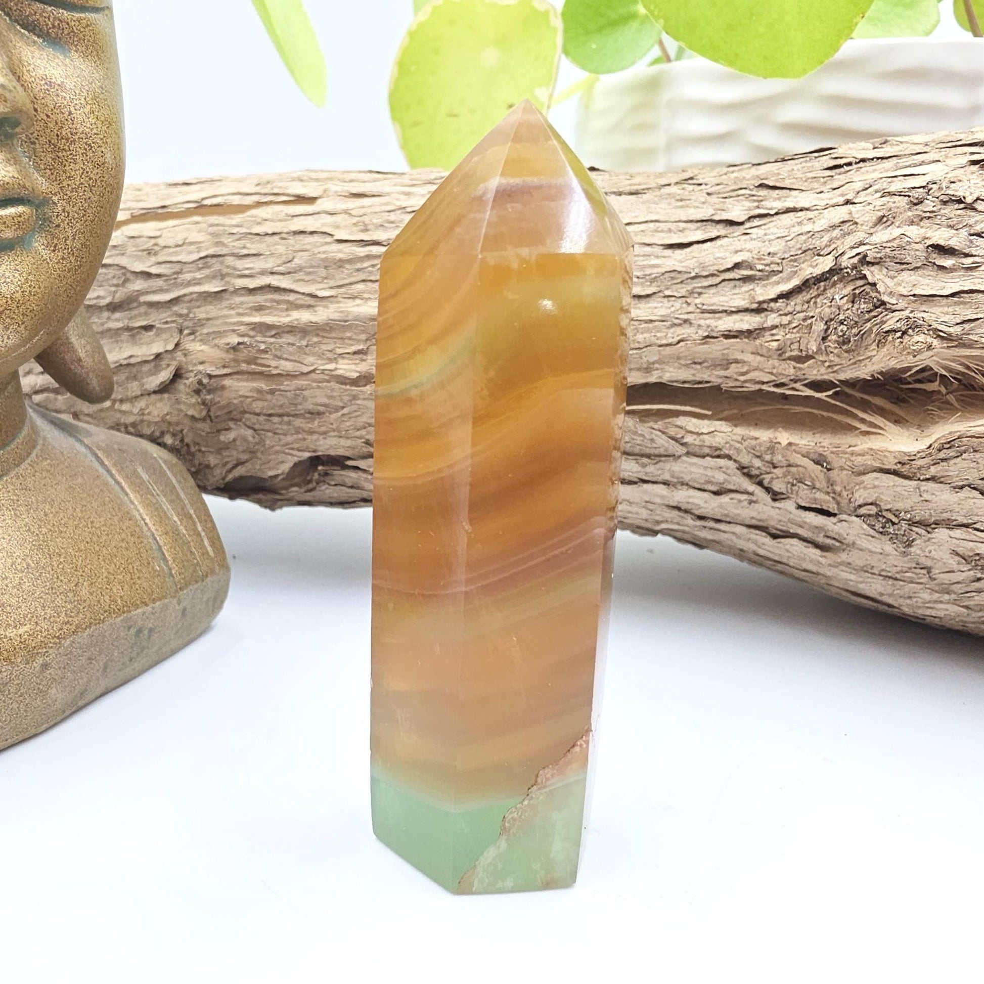 Green and Yellow Fluorite Tower (Jackfruit Fluorite) – Clarity, Positivity & Harmony Crystal Point, 7cm