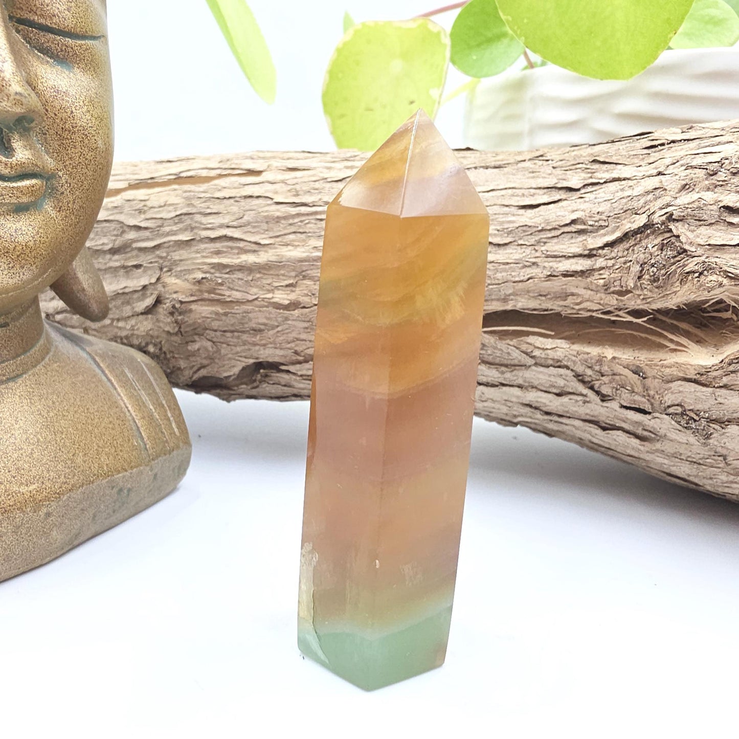 Green and Yellow Fluorite Tower (Jackfruit Fluorite) – Clarity, Positivity & Harmony Crystal Point, 7cm