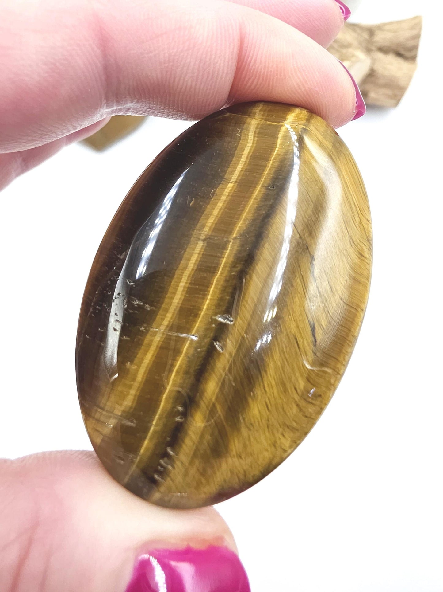 Yellow Tigers Eye Palm Stone - Protection & Courage Crystal - 55g