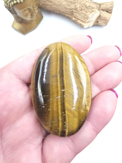 Yellow Tigers Eye Palm Stone - Protection & Courage Crystal - 55g
