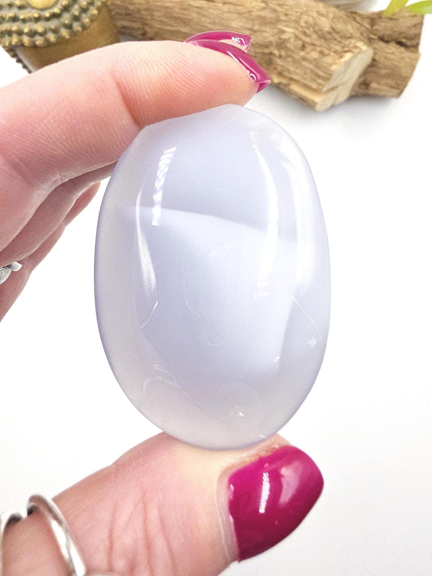 Blue Chalcedony Palm Stone – Calm, Communication & Gentle Emotional Healing Crystal, 55g