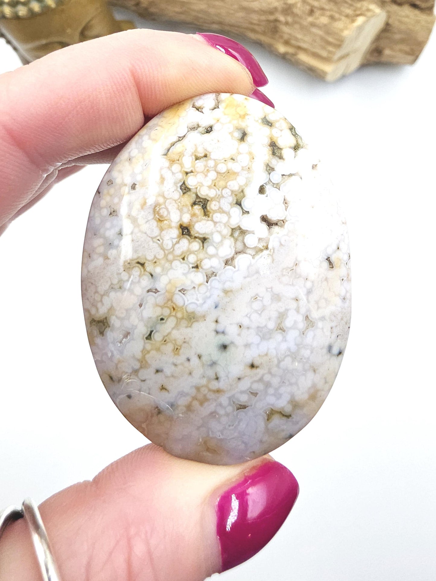 Orbicular Ocean Jasper Palm - Joy & Renewal Healing Crystal, 85g