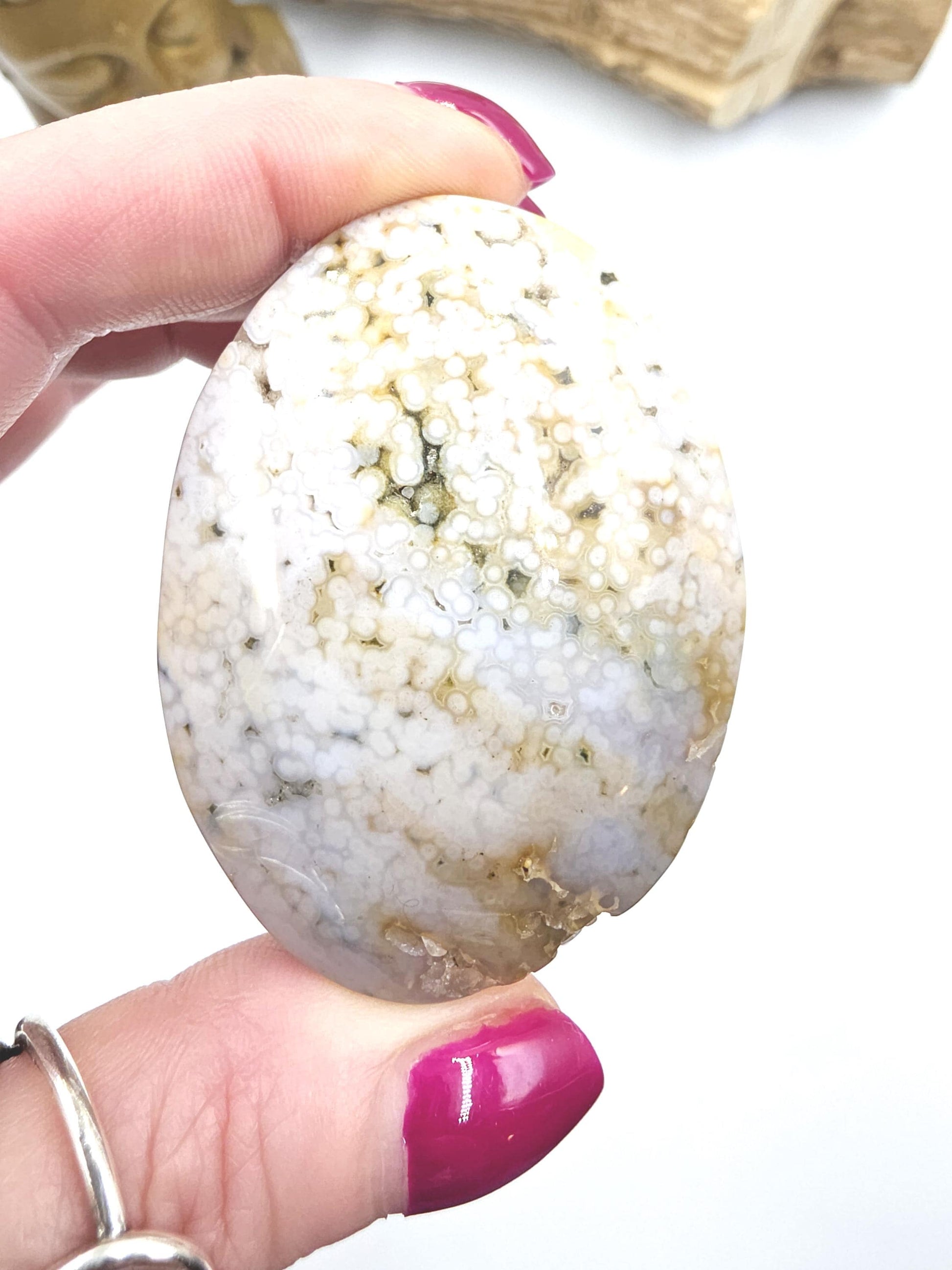 Orbicular Ocean Jasper Palm - Joy & Renewal Healing Crystal, 85g