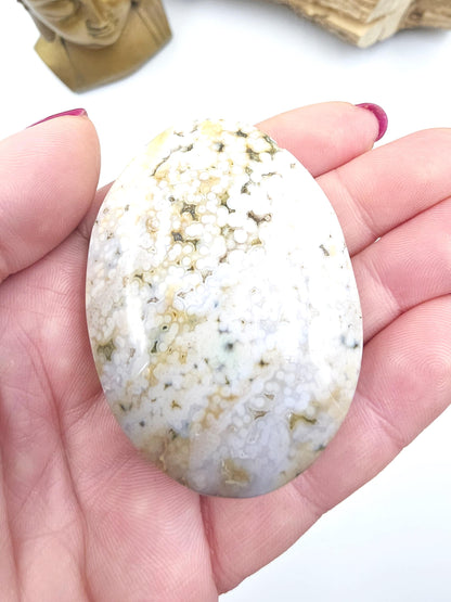 Orbicular Ocean Jasper Palm - Joy & Renewal Healing Crystal, 85g
