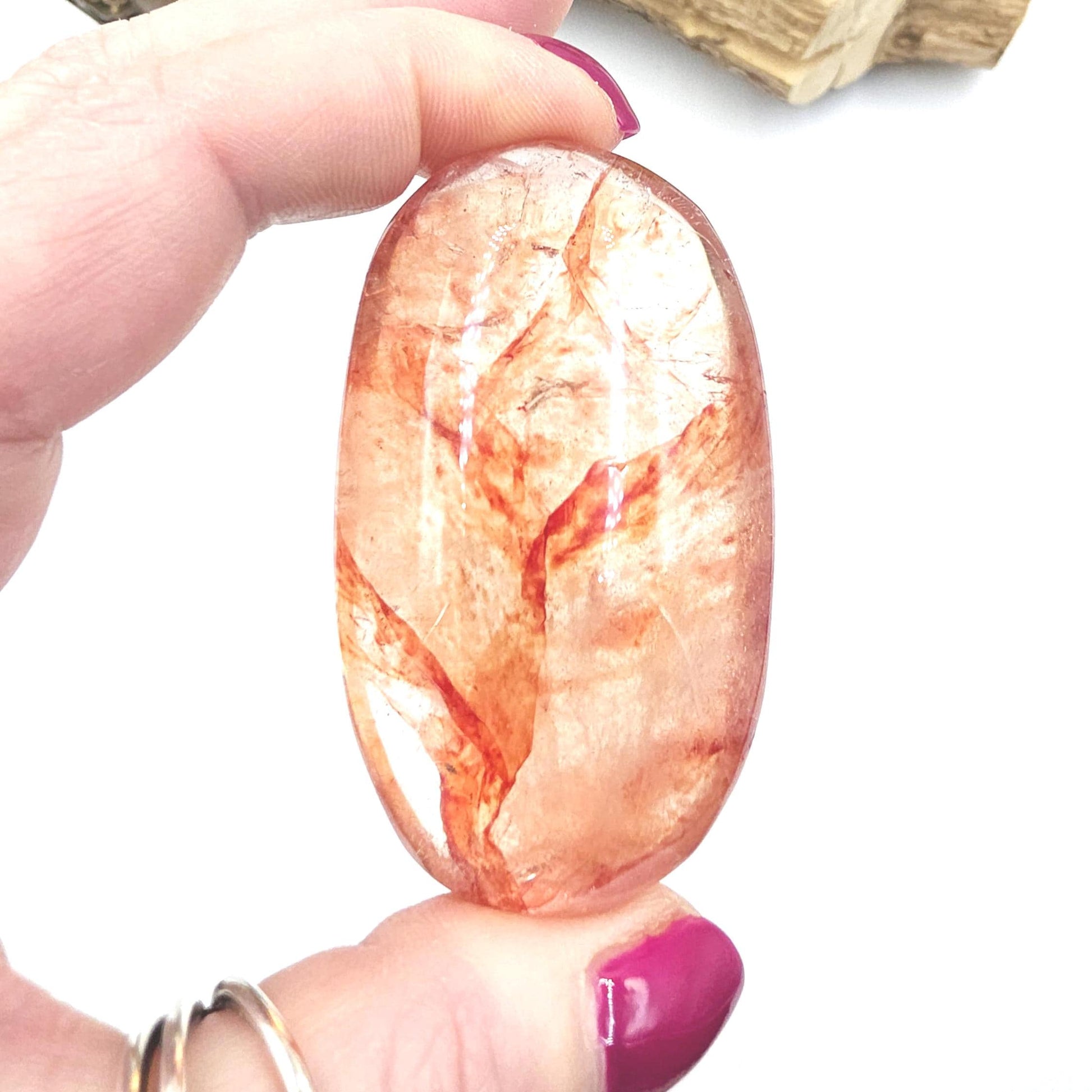 Large Madagascan Fire Quartz (Hematoid) Palm Stone - Grounding & Vitality Crystal - 110g
