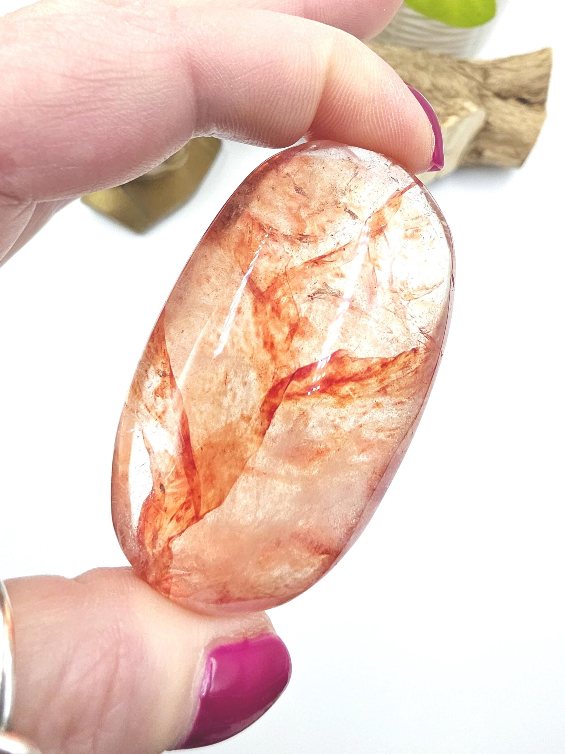 Large Madagascan Fire Quartz (Hematoid) Palm Stone - Grounding & Vitality Crystal - 110g